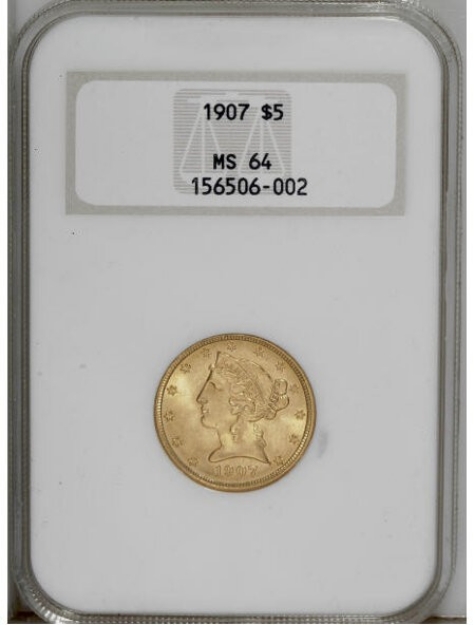 1907 $5 Liberty Half Eagle MS64